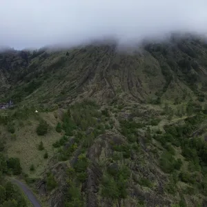 Mount Batur in the clouds